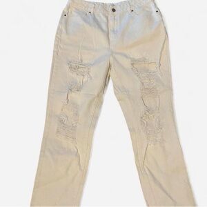 PacSun women’s Beige Distressed Bootcut Jeans